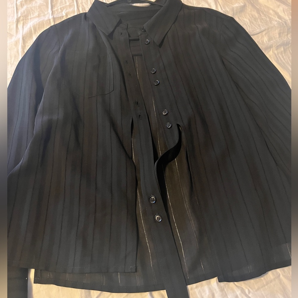 NWOT Designer brand see through stripe blouse